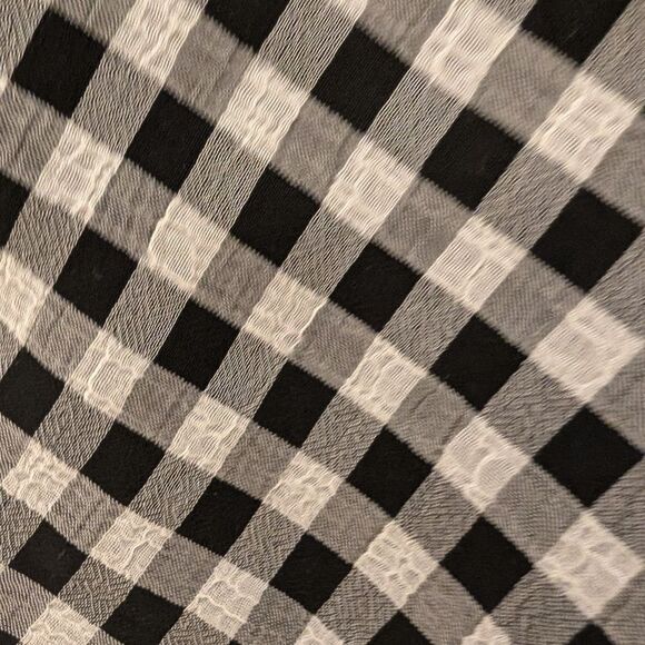 Max Studio chiffon gingham peasant blouse with removable tie belt size S - Picture 4 of 16